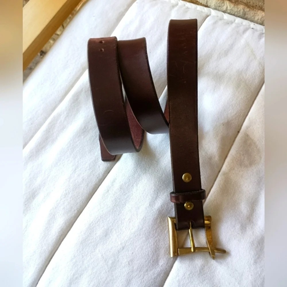 Vintage Wiley Belts Men's Brass Buckle Brown Leather Belt Made In USA_40